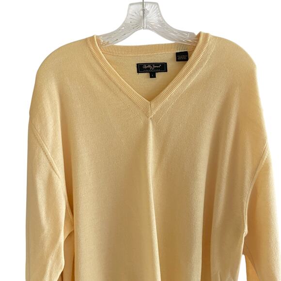 Bobby Jones Collection Sweater L Merino Wool V-Neck Golf Classic Preppy Yellow - Picture 4 of 11